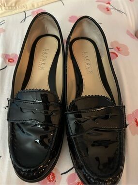 Lauren Ralph Lauren Black Patent Penny Loafers